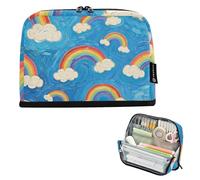 EtherSpher Arte Pittura A Olio Blu Arcobaleno Matita Titolare Grande Capacità Make Up Borse Ampia Apertura Desk Organizer per Ragazze Scuola Fornitura bolsas para erramientas