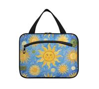 EtherSpher Arte Pittura A Olio Blu Sole Appeso Make up Bag Organizzatore con gancio, designer borse da toilette impermeabili per le donne deve campeggio bolso de mano para hombre L, Pittura ad olio