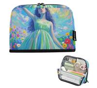 EtherSpher Arte Pittura A Olio Fiore Donna Matita Caso Grande Capacità Trucco Borse Slot Moneta per Le Donne Preppy School estuches para el colegio