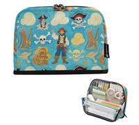 EtherSpher Arte Pittura A Olio Pirata Blu Matita Holder Caso Grande Capacità Penna Sacchetto di Grande Capacità Sacchetto di Cancelleria per Ragazzi Teen Boys Scuola Fornitura estuches para el colegio