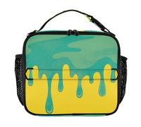 EtherSpher Asthetic Art Verde Giallo Leggero Riutilizzabile Lunch Bag Isolato Cooler Bag con Tracolla e Portabottiglie per Lavoro e Scuola Bolsa para comida termica