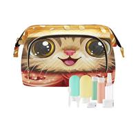 EtherSpher Astuccio da bagno da appendere con hamburger e gattino gattino hamburger cartone animato 1 taglia, Gattino Hamburger Cartone Animato, 1 size