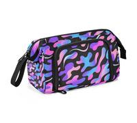 EtherSpher Astuccio grande con motivo mimetico fluo, viola, nero, blu, grande capacità, con scomparto per matite per adolescenti, scuola, must have, lapiceras para ninas