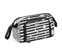 EtherSpher Astuccio grande per matite con motivo a righe bianche e nere, con sole, luna, stella, grande capacità, leggero, per infermiere, ufficio, lapiceras para lapices