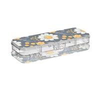 EtherSpher Astuccio in plastica trasparente a 2 strati con motivo floreale di camomilla blu scuro con coperchio