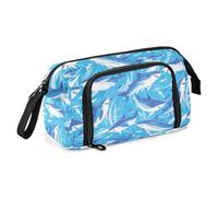EtherSpher Astuccio per matite con grande squalo bianco e blu cielo, grande capacità, per artisti, astuccio portatile per ragazzi college bolsas para adolescenti