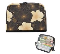 EtherSpher Astuccio per matite con motivo floreale, colore oro, nero, grande capacità, organizer da scrivania, organizer da scrivania per viaggi preppy cartuchera para lapices nina grandes