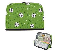 EtherSpher Astuccio per matite da calcio verde con campo da calcio, grande capacità, organizer espandibile per adolescenti scuola materna estuches para el colegio
