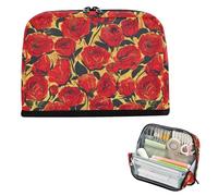 EtherSpher Astuccio per matite in stile retrò con rosa rossa e pittura a olio, grande capacità, custodia morbida per matite per ufficio preppy cartucheras escolares para lapices para ninas