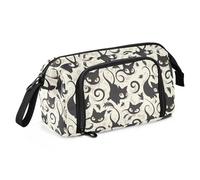 EtherSpher Astuccio per penne con gatti neri, grande capacità, con manico, per donne, elementare cartuchera para los lapices