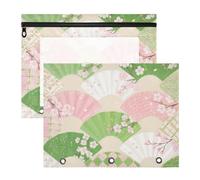 EtherSpher Astuccio robusto con 3 anelli per fogli formato A4, 2 pezzi, per insegnanti, ufficio, ventaglio rosa e verde