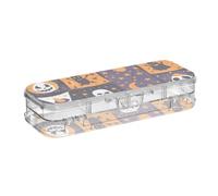EtherSpher Bandiere con elementi di Halloween Progettato trasparente matite Box Double Deck Matita Contenitori per forniture artistiche con coperchio a scatto