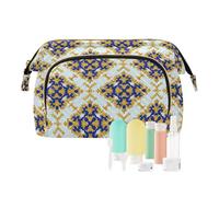 EtherSpher Barocco Giallo Blu Vintage Fiori Borsa Da Viaggio Impermeabile Caso di Trucco Sacchetto di Immagazzinaggio Delle Donne Monete Cambiamento Borsa per Toiletry Vi, Fiori vintage barocchi