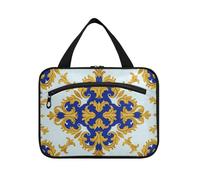 EtherSpher Barocco Giallo Blu Vintage Fiori Borse da appendere per donne in viaggio con gancio, designer carino kit borsa per gli uomini per viaggiare donne palestra estuche para brochas maquillaje L