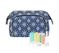 EtherSpher Beauty case da viaggio con fiocchi di neve blu e bianchi natalizi impermeabili per donne gioielli da donna, Fiocchi di neve blu e bianchi di Natale, 1 size
