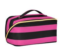 EtherSpher Beauty case nero e rosa con linee di regole progettate con divisori essenziali borse cosmetiche per donne da viaggio con scomparti e maniglia