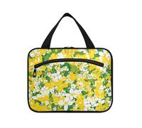 EtherSpher Beauty Spring Flowers Giallo appeso kit da viaggio per le donne con gancio, designer lavabile articoli da toeletta borsa per le donne che viaggiano zaino in spalla bolso de maquillaje para