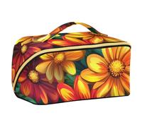 EtherSpher Beauty Spring Flowers Red and Yellow Daisies Designed Toiletry Bags con divisori elegante custodia per cosmetici con scomparti e maniglia
