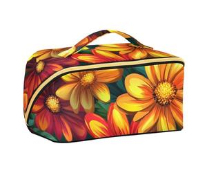 EtherSpher Beauty Spring Flowers Red and Yellow Daisies Designed Toiletry Bags con divisori elegante custodia per cosmetici con scomparti e maniglia