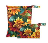 EtherSpher Beauty Spring Flowers Red and Yellow Daisies sacchetto asciutto impermeabile 2 Pack borsa per pannolini articoli essenziali con manici per asilo nido, piscina