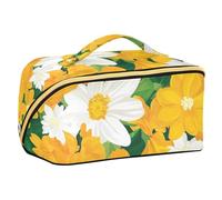 EtherSpher Beauty Spring Yellow and FLOWERs - Borsa per il trucco con divisori alla moda per le donne, accessori da viaggio da viaggio
