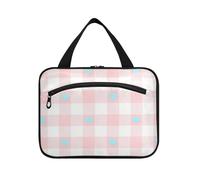 EtherSpher Bella blu e rosa amore plaid appeso trucco borsa grande viaggio con gancio, designer compatto organizzatore cosmetico per le donne che viaggiano palestra envase para profumo de L, Adorabile