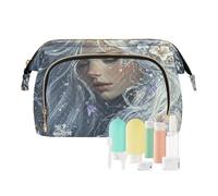 EtherSpher Bella borsa da toeletta con capelli bianchi fatata borsa cosmetica con cerniera borsa per trucco donna portafoglio contanti per cosmetici da viaggio, Bella fata dei capelli bianchi, 1 size