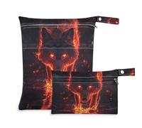 EtherSpher Bella borsa impermeabile per costume da bagno a forma di lupo, confezione da 2 pezzi essenziali da viaggio per bambini, con manici per fare il bagno, yoga