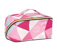 EtherSpher Bella borsa per cosmetici a triangolo rosa con divisori cerniera grande borsa per il trucco con scomparti e maniglia