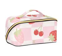 EtherSpher Bella Fragole Rosse Progettato Makeup Bag con divisori Borse Da Viaggio Portatile Per Le Donne Accessori Da Viaggio