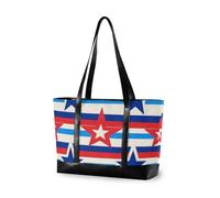 EtherSpher Bella Stripe Bianco Rosso Blu Stelle di tela trendy borsa tote del computer portatile con la borsa della chiusura lampo 14 pollici per il college con tablet maletín para laptop mujer