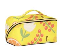 EtherSpher Berry Orange Pera Texture Floreale Giallo Progettato Trucco Borse con Divisori Capacità Leggero Viaggio Cosmetico Borsa Accessori Da Viaggio