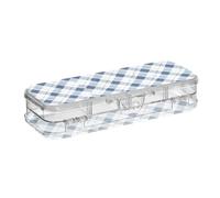 EtherSpher Bianco Blu Little Fresh Plaid Progettato Trasparente Matite Box Doppio Piano Penne Custodie Per Artigianato Arte Con Coperchio