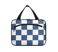 EtherSpher Bianco e Blu American Plaid borse da appendere per le donne articoli da toeletta con gancio, designer espandibile grande capacità trucco borsa per viaggiatore viaggio organizador de