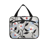 EtherSpher Bianco e Blu Flora Pattern Stile Minimalista Grigio appeso borse da toilette da viaggio per le donne con gancio, designer borse cosmetiche impermeabili per papà crociere maleta para