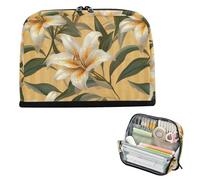 EtherSpher Bianco Giglio Fiore Strisce Giallo Chiaro Matita Sacchetti Grande Capacità Penna Sacchetto Multi-Slot Moneta per Ragazze Scuola Fornitura bolsa para maquillaje