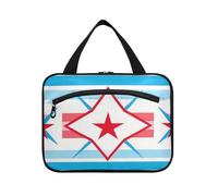 EtherSpher Bianco Rosso Blu Stripe Star appeso borse per le donne viaggio con gancio, designer borsa da toilette compatta appeso per papà zaino in spalla cartera para maquillaje L, Stella a strisce