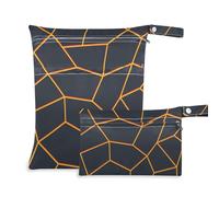 EtherSpher Black Gold Irregular Lines lavabile Baby Wet Bag 2 Pack Travel Essentials per volare con manici per palestra, spiaggia