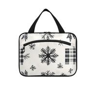 EtherSpher Black Princess Buffalo Plaid Fiocchi di neve Kit da appendere di Natale per gli uomini da viaggio con gancio, designer essenziale borsa organizer per trucco essenziale per le donne palestra