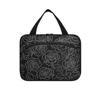 EtherSpher Black Rose Silhouette in stile gotico appeso borse da viaggio cosmetici con gancio, designer multifunzionale cosmetico trucco borsa per gli uomini viaggio cartera para maquillaje L