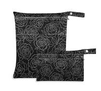 EtherSpher Black Rose Silhouette in stile gotico borse asciutte bagnate riutilizzabili per borsa per pannolini, confezione da 2 sacchetti bagnati per costume da bagno con manici per piscina, piscina