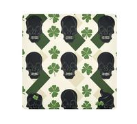 EtherSpher Black Skull Buffalo Plaid Shamrock Gnome St Toiletries Pouch Panno Protettivo Make Up Organizzatori Wrap 54 X 55 Wrapper Trucco Per Le Donne, Gnomo a quadrifoglio con teschio nero,