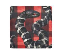 EtherSpher Black Snake Red Buffalo Plaid Check Makeup Travel Bag Cloth Magic Sticker Travel Bag Organizer Wrap 21.7 X 21.7 Wrapper per articoli da toeletta, Black Snake rosso Buffalo Plaid Check,