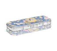 EtherSpher Blu Arte Pittura Principessa Carrozza Progettato Scatola di Matita Trasparente Plastica 2 Strato Contenitore Per Forniture D'arte Con Snap E Coperchio