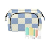 EtherSpher Blu Beige Checker Plaid Borsa Da Viaggio Portatile Cosmetici Borse Per Le Donne Delle Donne Della Moneta Della Borsa per l'organizzatore Chiave, plaid blu beige a scacchi, 1 size