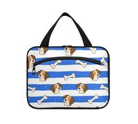 EtherSpher Blu Bianco A Righe Cane Osso Appeso mens borsa da toilette con gancio, designer chic articoli da toeletta borsa per le signore crociere bolso para maquillaje L, Osso di cane a righe bianche