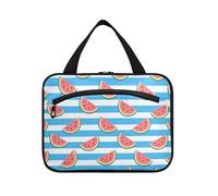 EtherSpher Blu Bianco A Righe Frutta Anguria appeso borsa da viaggio kit da toilette con gancio, designer borse cosmetiche compatte per papà viaggio envase para profumo de L, Anguria di frutta a righe