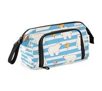 EtherSpher Blu Bianco A Righe Orso Matita Box Grande Capacità Caso Per Matite Portatile per Bambini Ufficio Lindo estuche para lapices