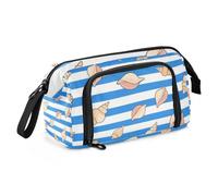 EtherSpher Blu Bianco A Righe Sea Shell Pencil Case Grande Capacità Scuola Matita Astucci Portatile per Teen Ragazzi Scuola Media estuche para lapices mujer