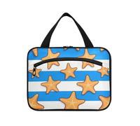 EtherSpher Blu Bianco A Righe Sea Star Hanging Travel Organizer Borse con gancio, accessori di design borsa da toilette per viaggiatore toilette porta cosmeticos mujer para cartera L, Stella marina a